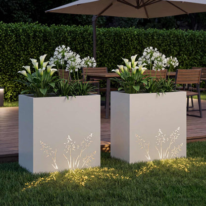 Vaso da giardino 2 pz Bianco 50 x 30 x 49 cm | homemem39