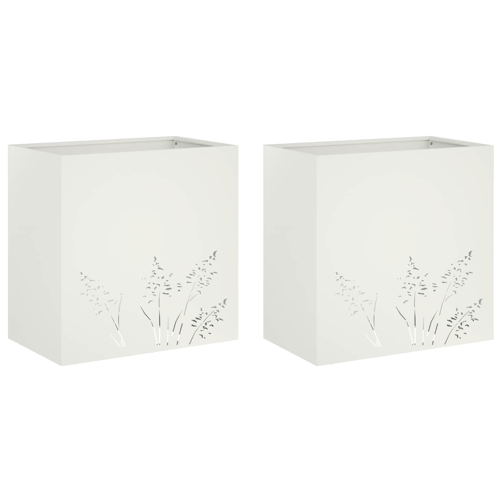 Vaso da giardino 2 pz Bianco 50 x 30 x 49 cm | homemem39