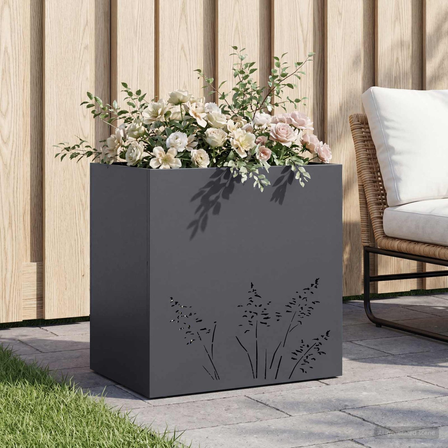 Vaso da giardino Antracite 50 x 30 x 49 cm
