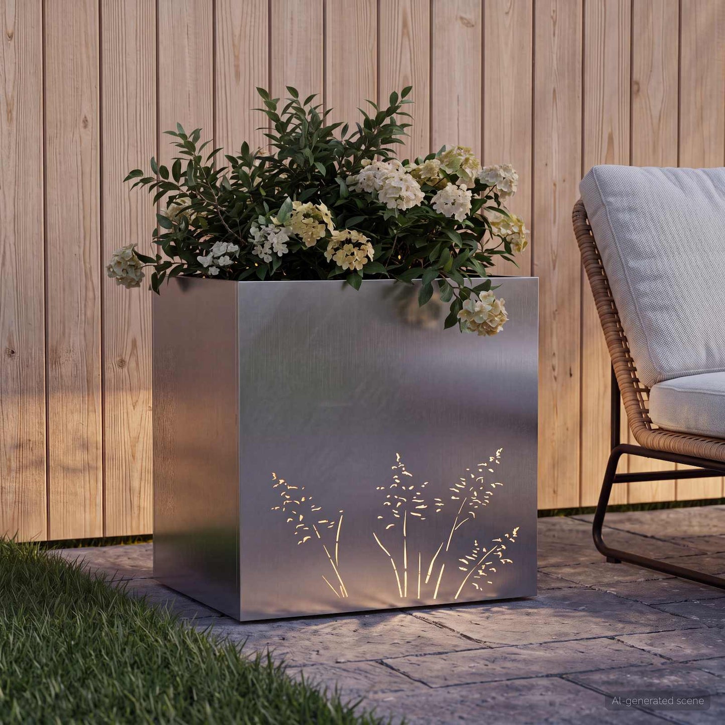 Vaso da giardino Argento 50 x 30 x 49 cm Acciaio Inox | homemem39