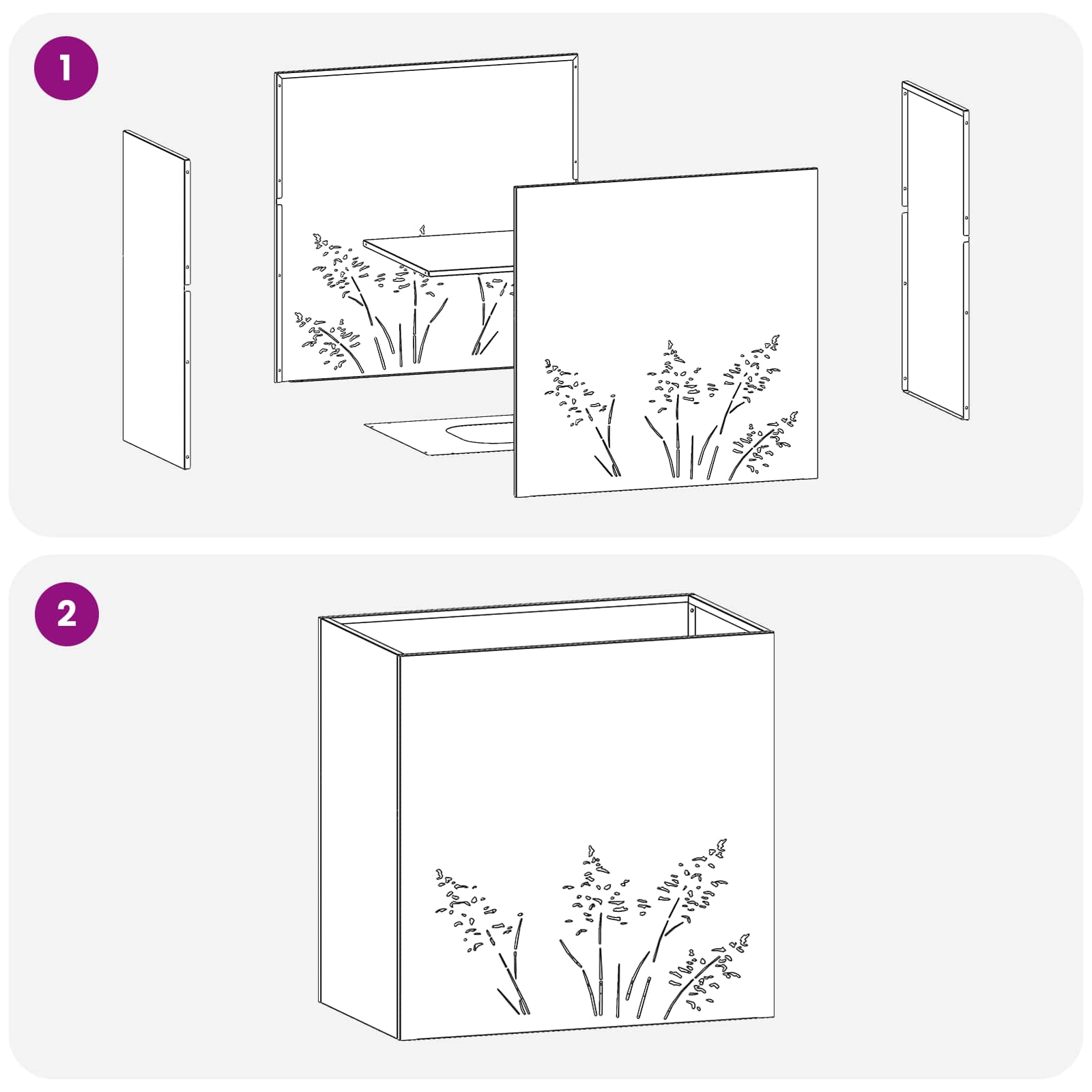 Vaso da giardino 2 pz Argento 50 x 30 x 49 cm Acciaio zincato | homemem39
