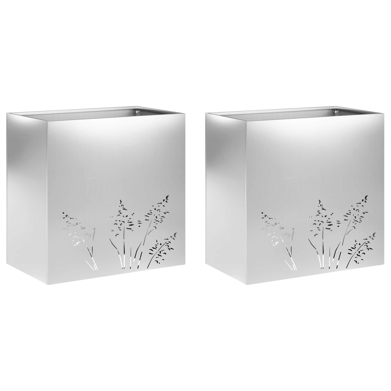 Vaso da giardino 2 pz Argento 50 x 30 x 49 cm Acciaio zincato | homemem39