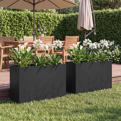 Vaso da giardino 2 pz Nero 80 x 20 x 49 cm | homemem39