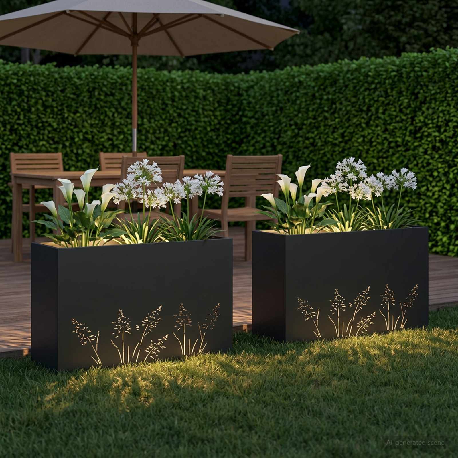 Vaso da giardino 2 pz Nero 80 x 20 x 49 cm | homemem39
