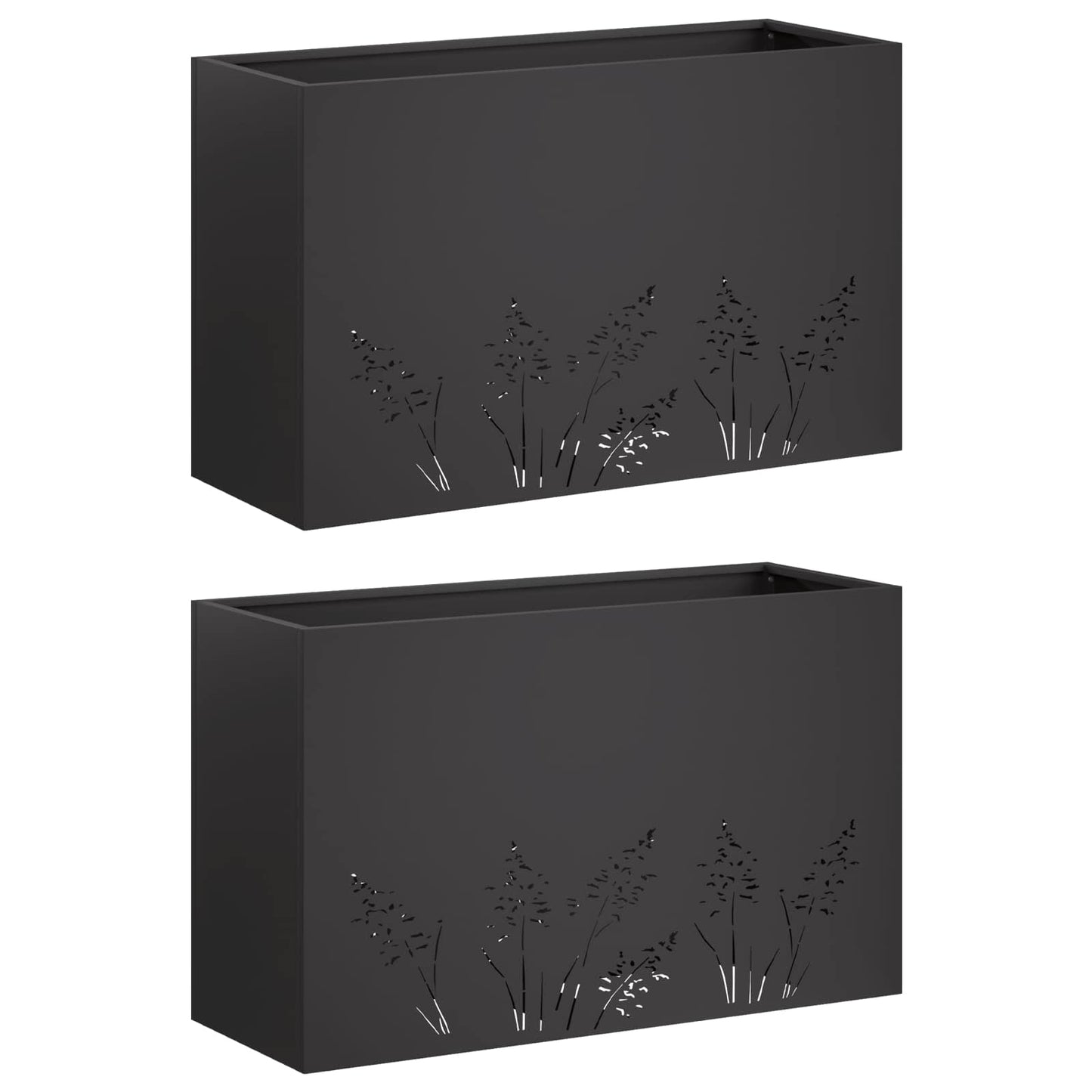 Vaso da giardino 2 pz Nero 80 x 20 x 49 cm | homemem39