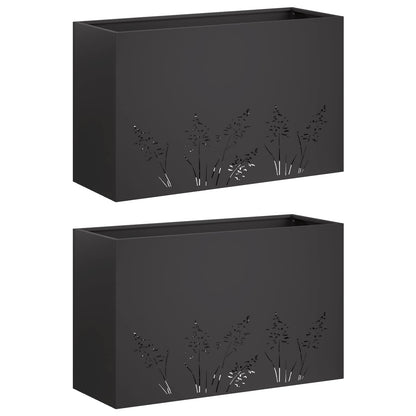 Vaso da giardino 2 pz Nero 80 x 20 x 49 cm | homemem39