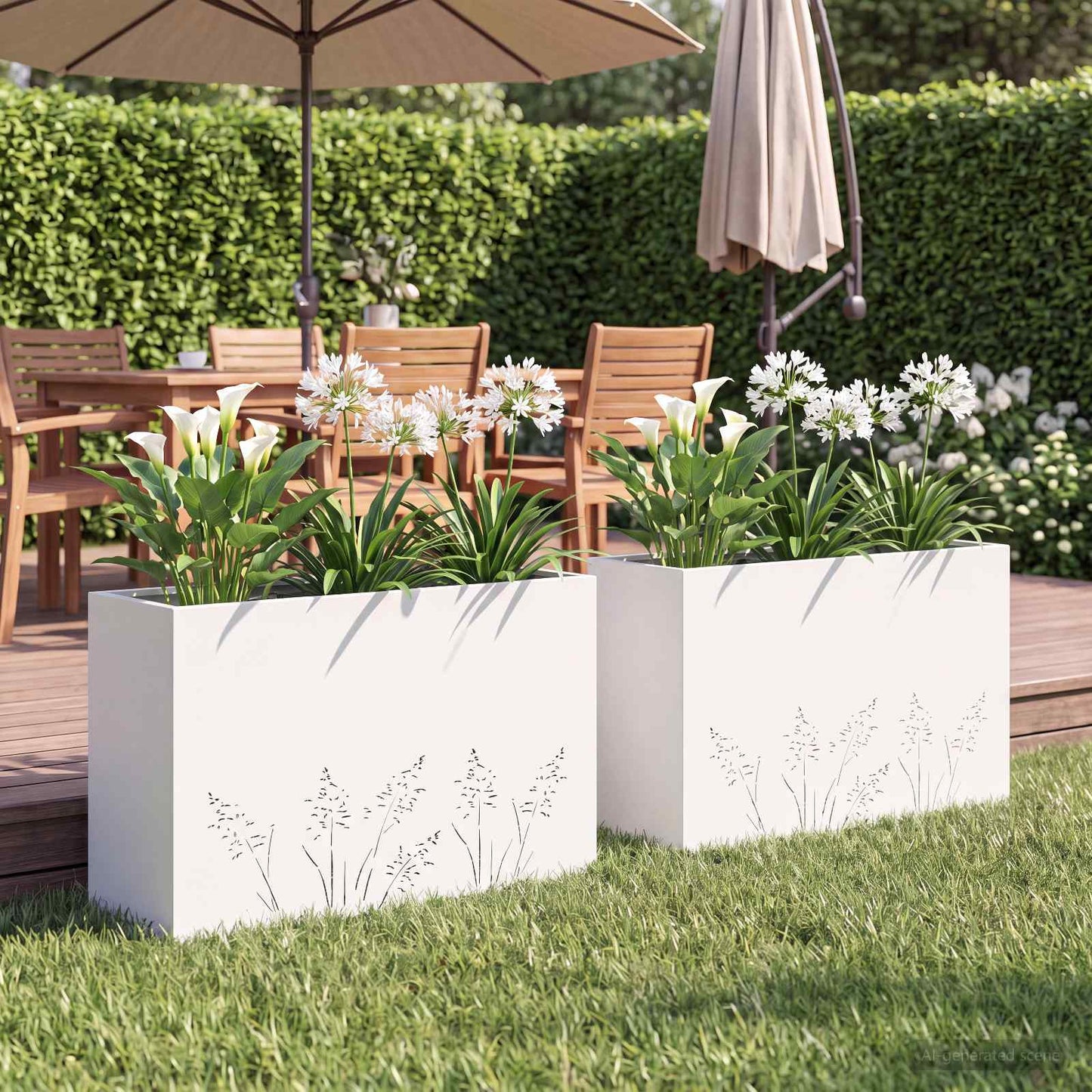Vaso da giardino 2 pz Bianco 80 x 20 x 49 cm | homemem39