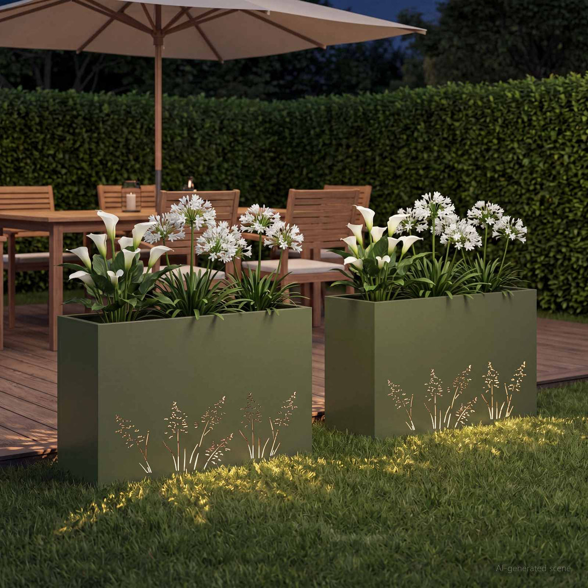 Vaso da giardino 2 pz Verde Oliva 80 x 20 x 49 cm | homemem39