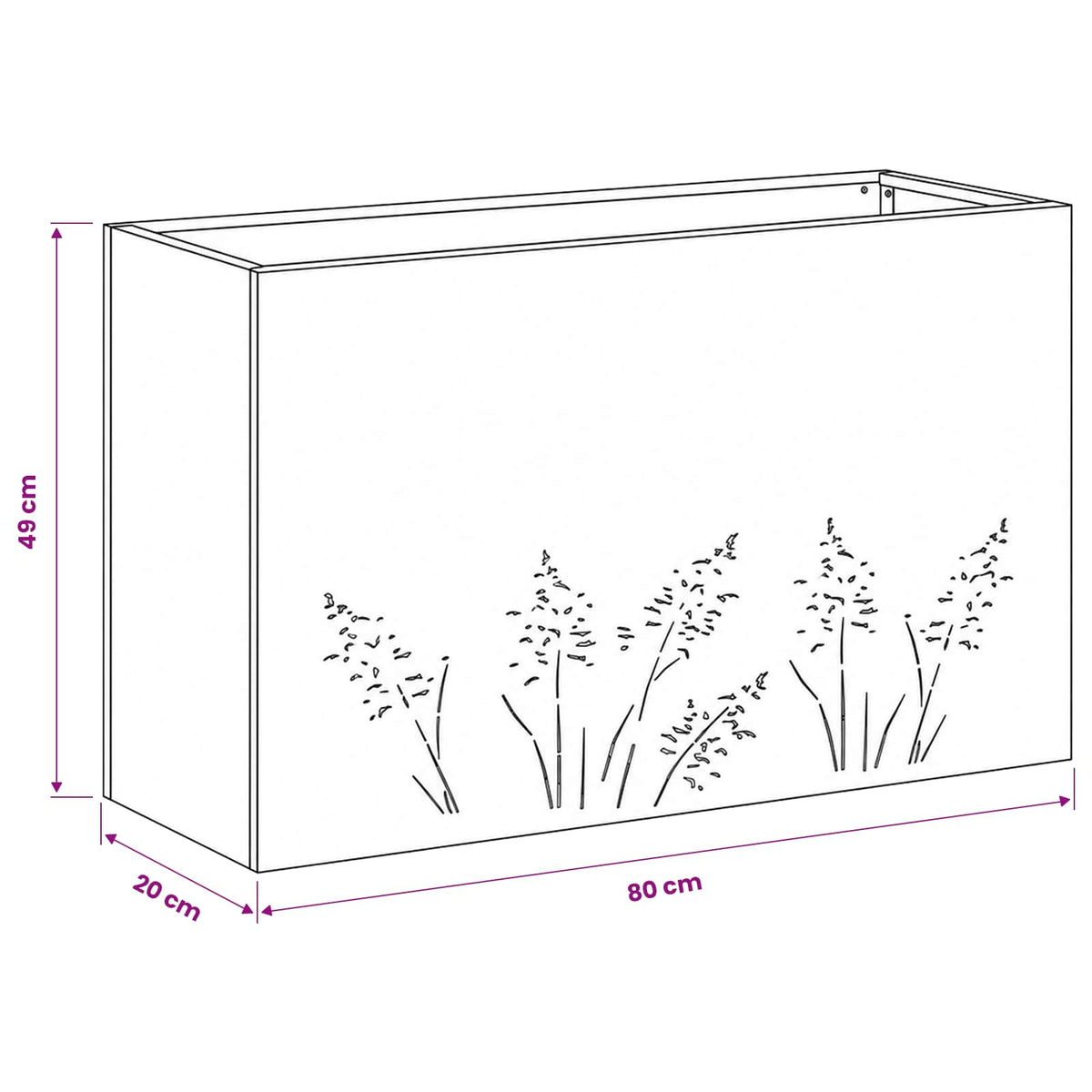 Vaso da giardino Argento 80 x 20 x 49 cm Acciaio Inox | homemem39