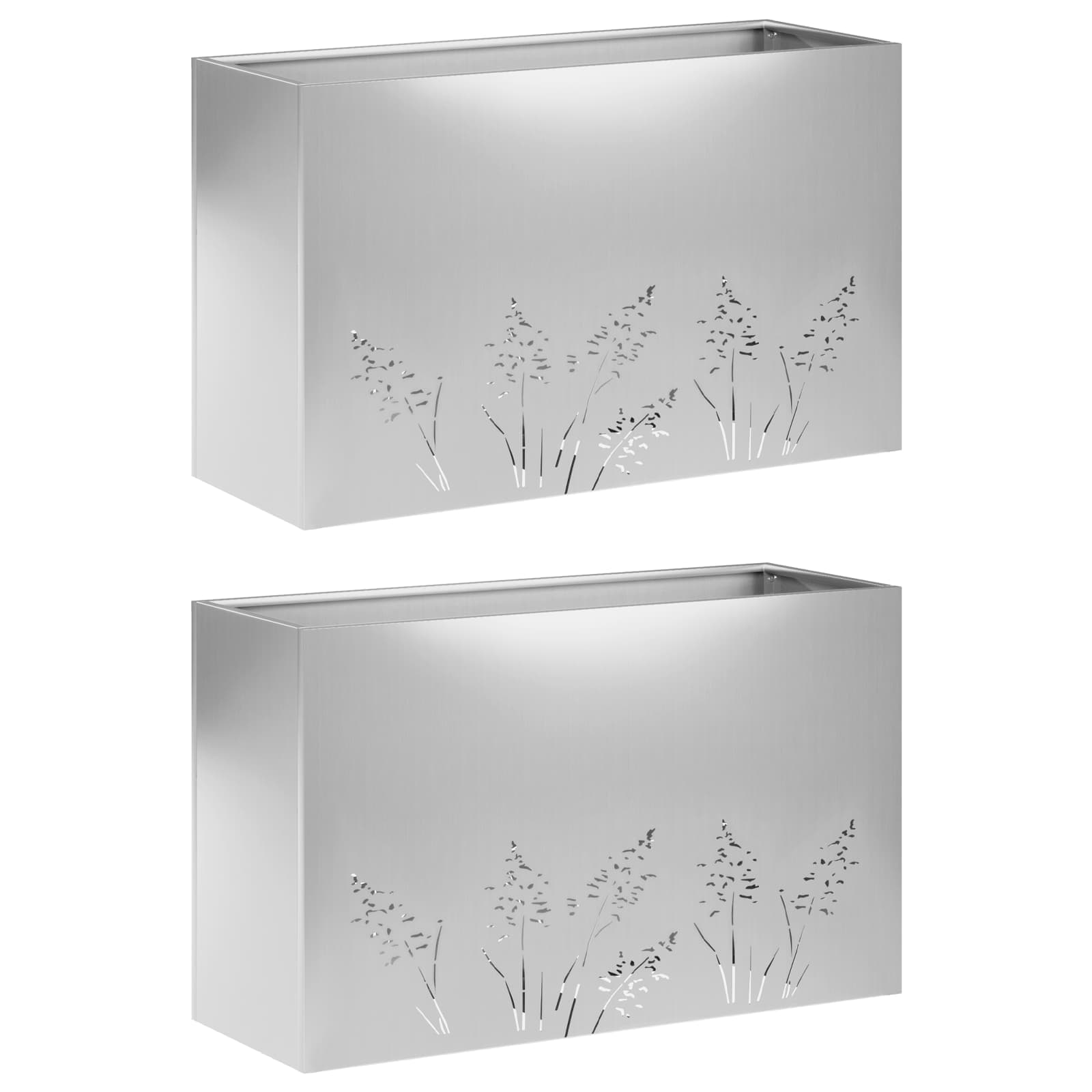 Vaso da giardino 2 pz Argento 80 x 20 x 49 cm Acciaio zincato | homemem39