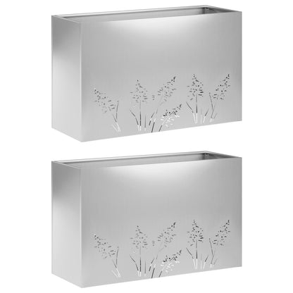 Vaso da giardino 2 pz Argento 80 x 20 x 49 cm Acciaio zincato | homemem39