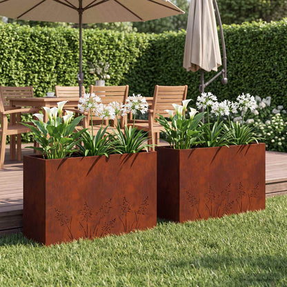 Vaso da giardino 2 pz Ruggine 80 x 20 x 49 cm Acciaio Corten | homemem39