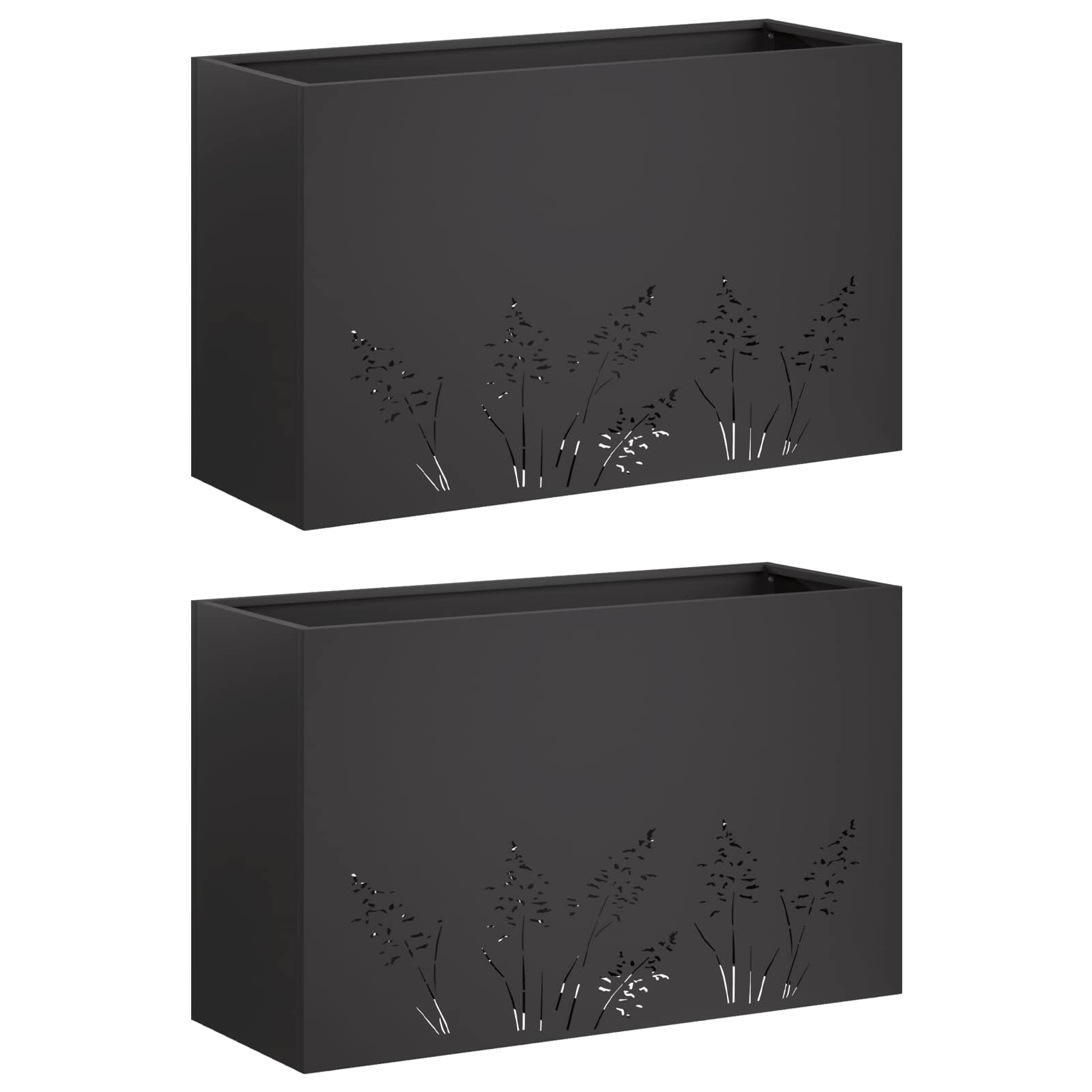 Vaso da giardino 2 pz Nero 80 x 30 x 49 cm | homemem39