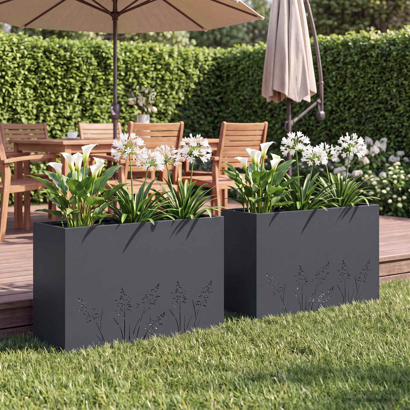 Vaso da giardino 2 pz Antracite 80 x 30 x 49 cm | homemem39
