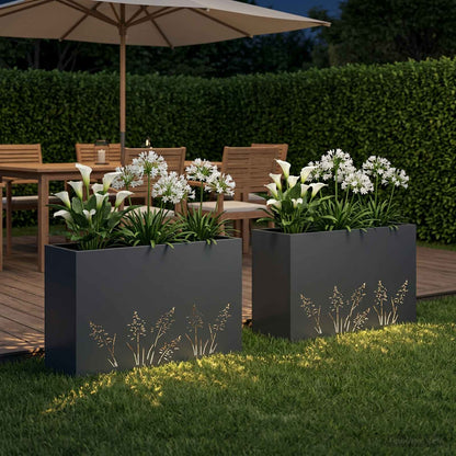 Vaso da giardino 2 pz Antracite 80 x 30 x 49 cm | homemem39