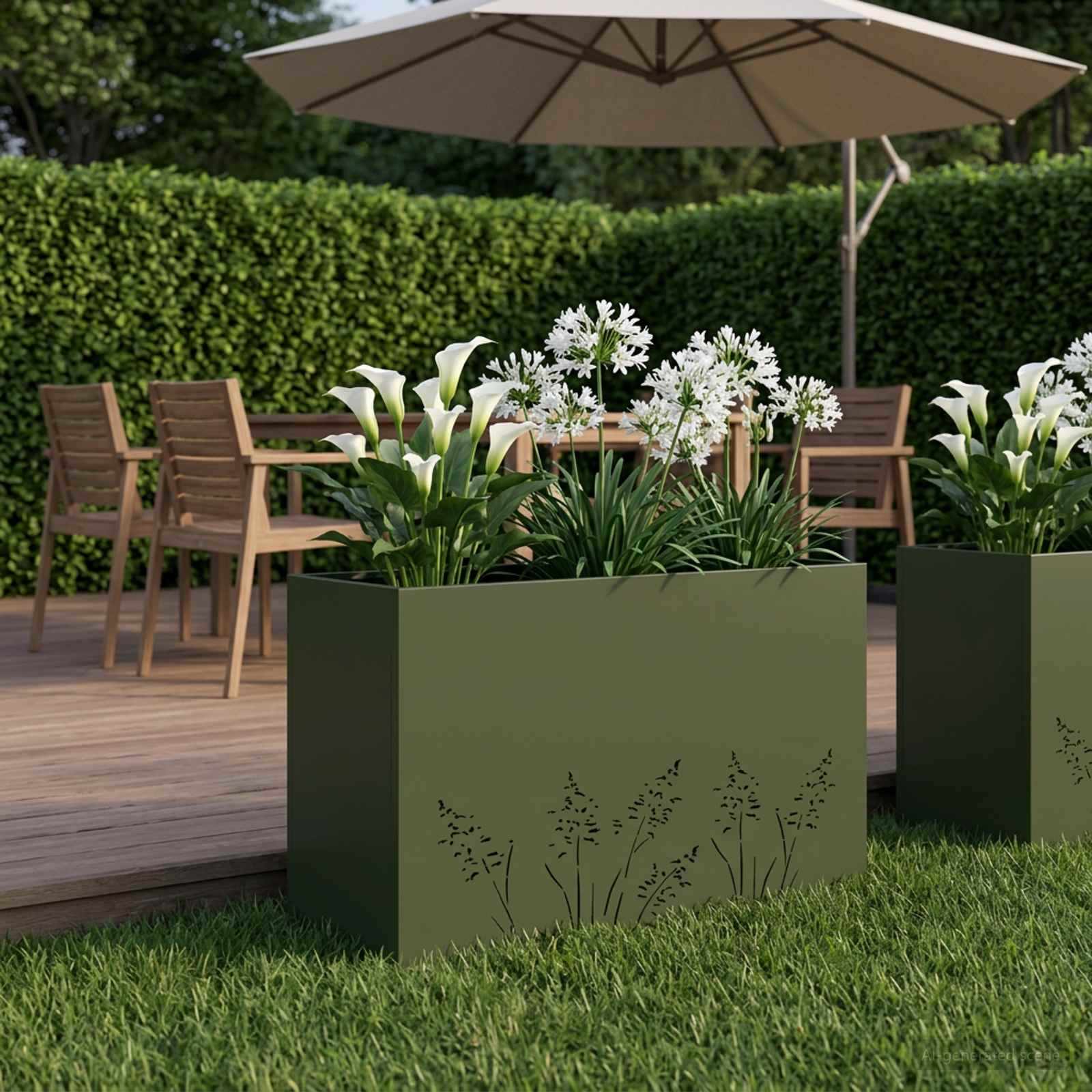 Vaso da giardino Verde Oliva 80 x 30 x 49 cm | homemem39
