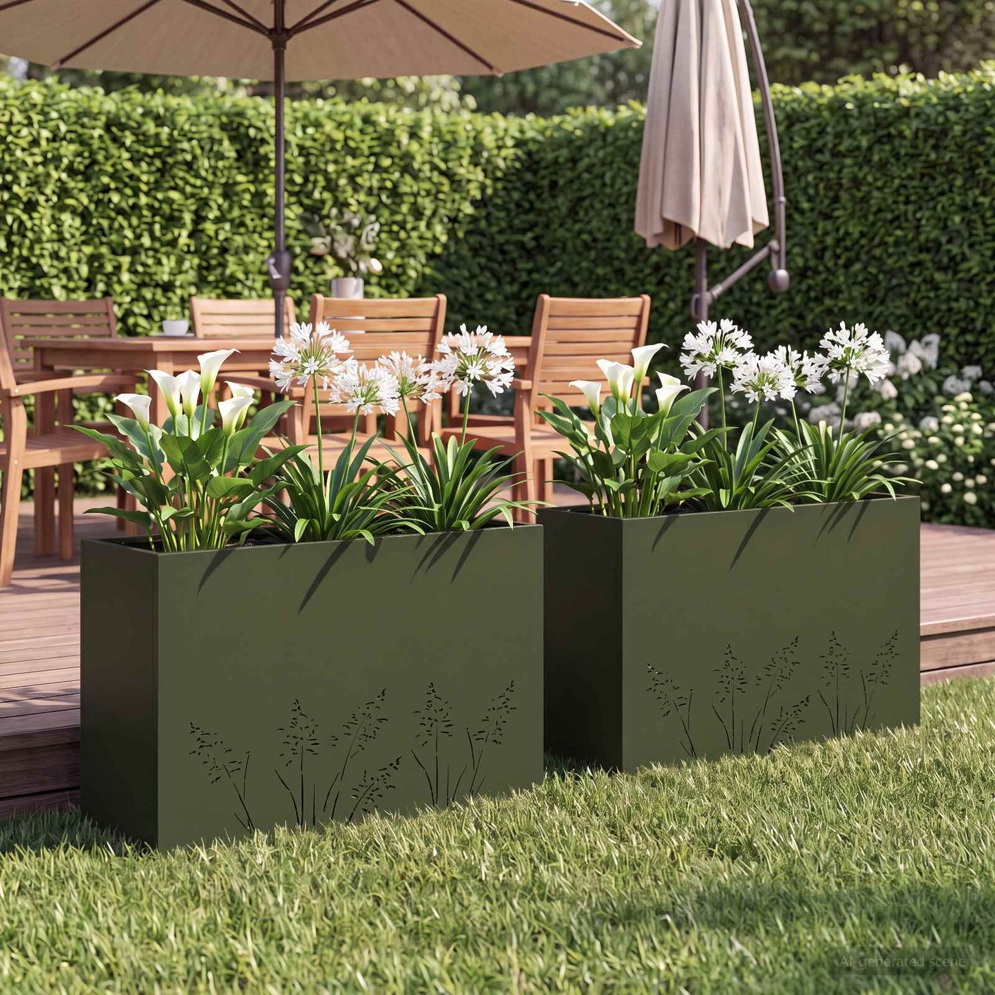 Vaso da giardino 2 pz Verde Oliva 80 x 30 x 49 cm | homemem39