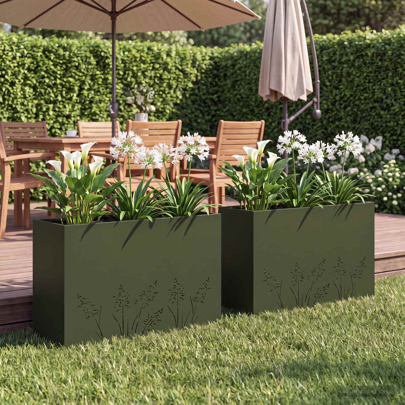 Vaso da giardino 2 pz Verde Oliva 80 x 30 x 49 cm | homemem39