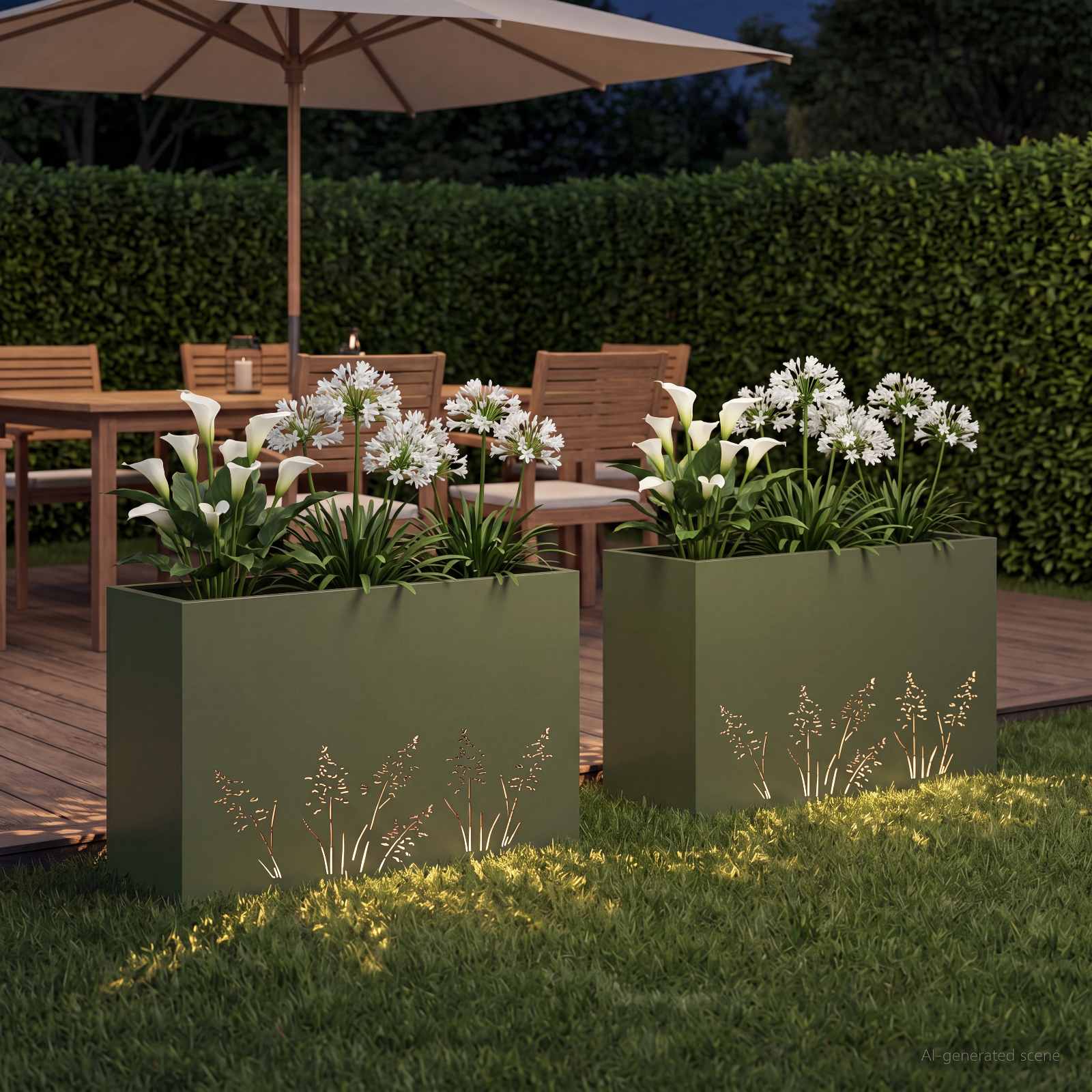 Vaso da giardino 2 pz Verde Oliva 80 x 30 x 49 cm | homemem39