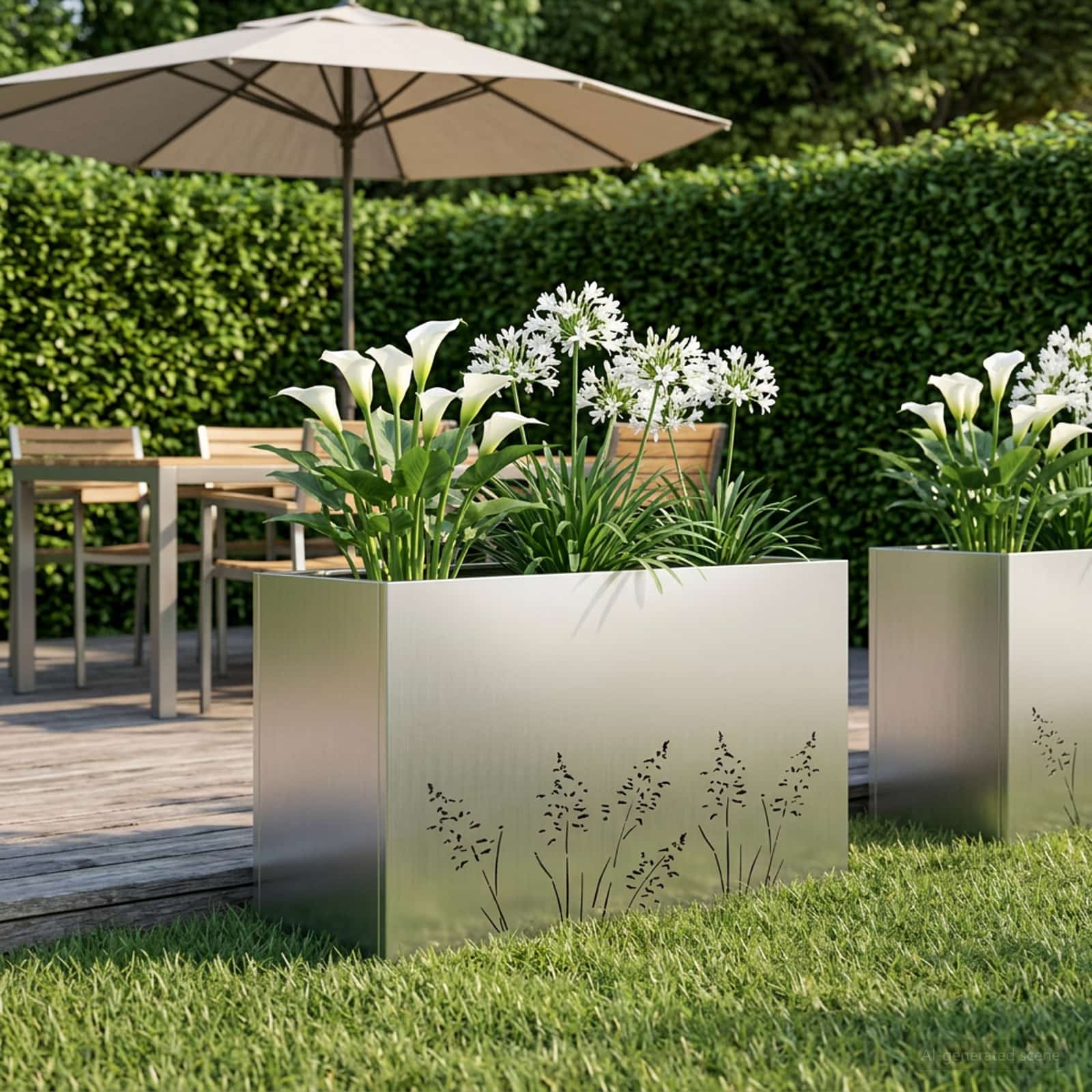 Vaso da giardino Argento 80 x 30 x 49 cm Acciaio Inox | homemem39