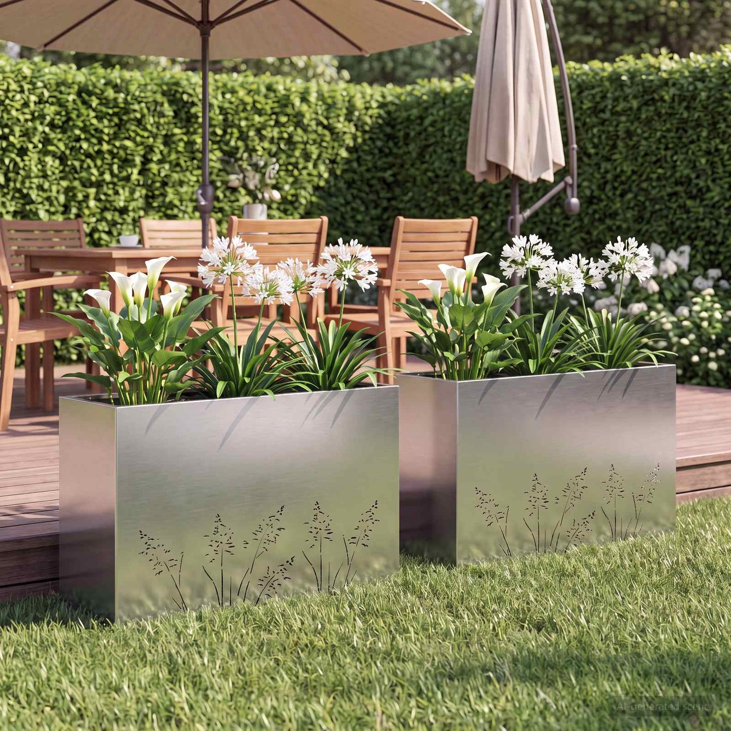 Vaso da giardino 2 pz Argento 80 x 30 x 49 cm Acciaio Inox | homemem39
