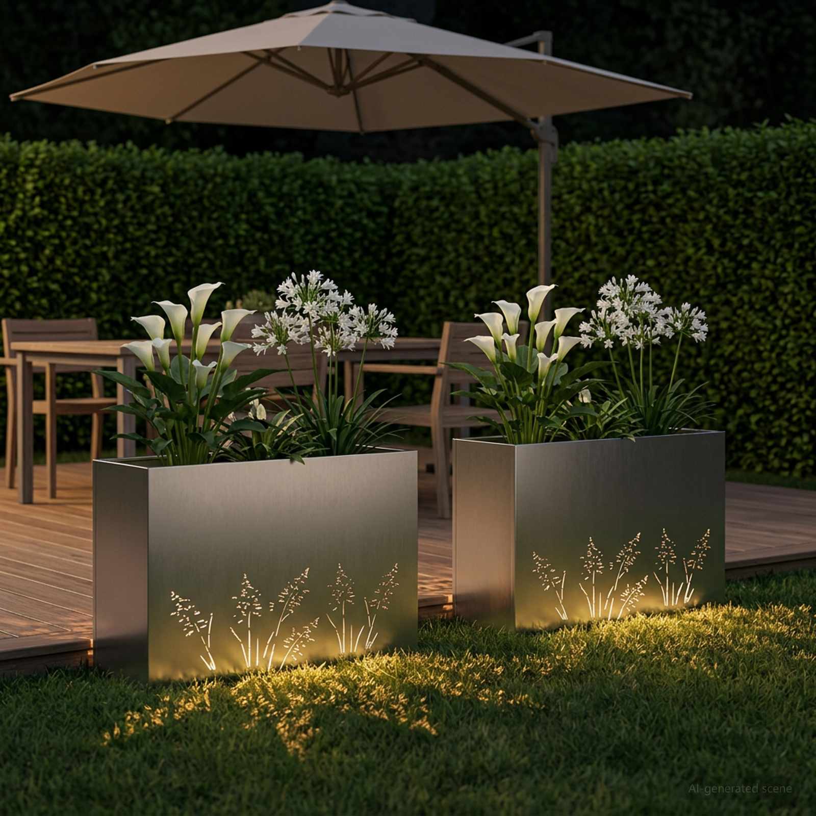 Vaso da giardino 2 pz Argento 80 x 30 x 49 cm Acciaio Inox | homemem39
