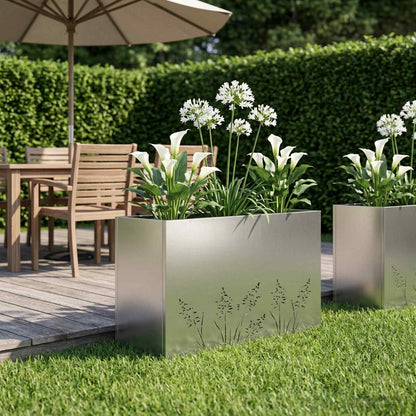 Vaso da giardino Argento 80 x 30 x 49 cm Acciaio zincato | homemem39
