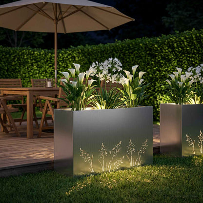 Vaso da giardino Argento 80 x 30 x 49 cm Acciaio zincato | homemem39