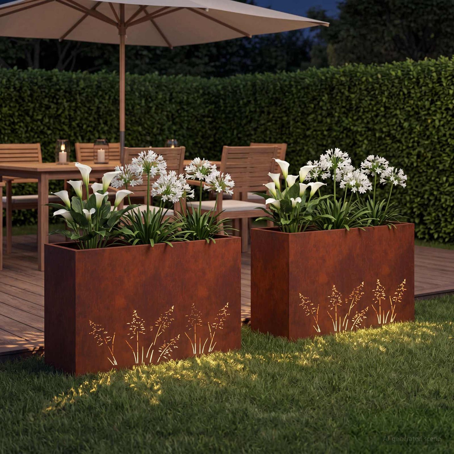 Vaso da giardino 2 pz Ruggine 80 x 30 x 49 cm Acciaio Corten | homemem39