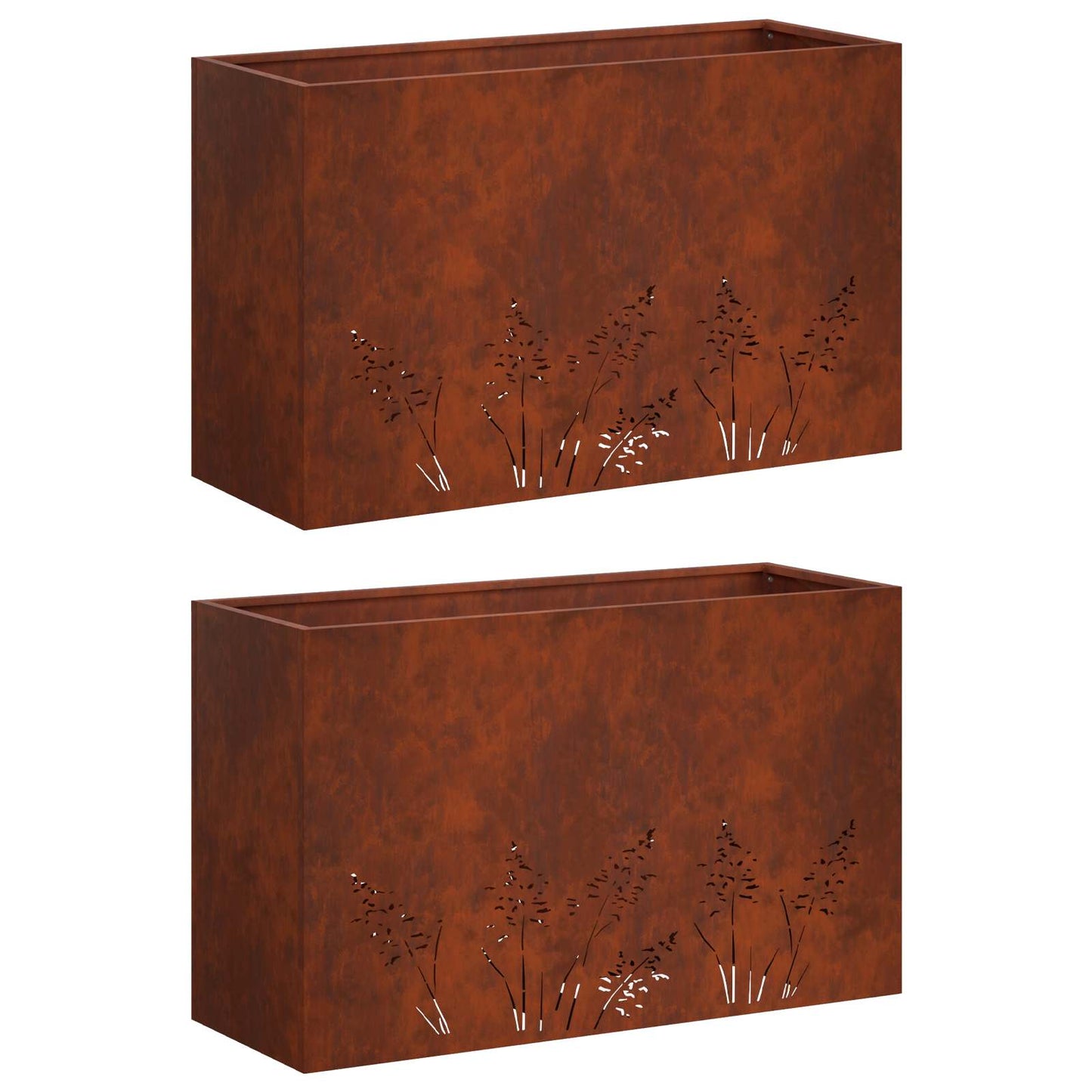 Vaso da giardino 2 pz Ruggine 80 x 30 x 49 cm Acciaio Corten | homemem39