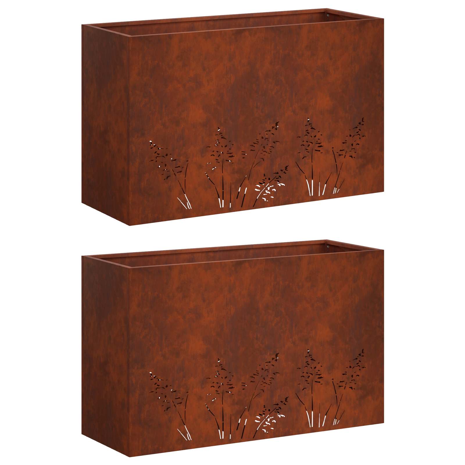 Vaso da giardino 2 pz Ruggine 80 x 30 x 49 cm Acciaio Corten | homemem39