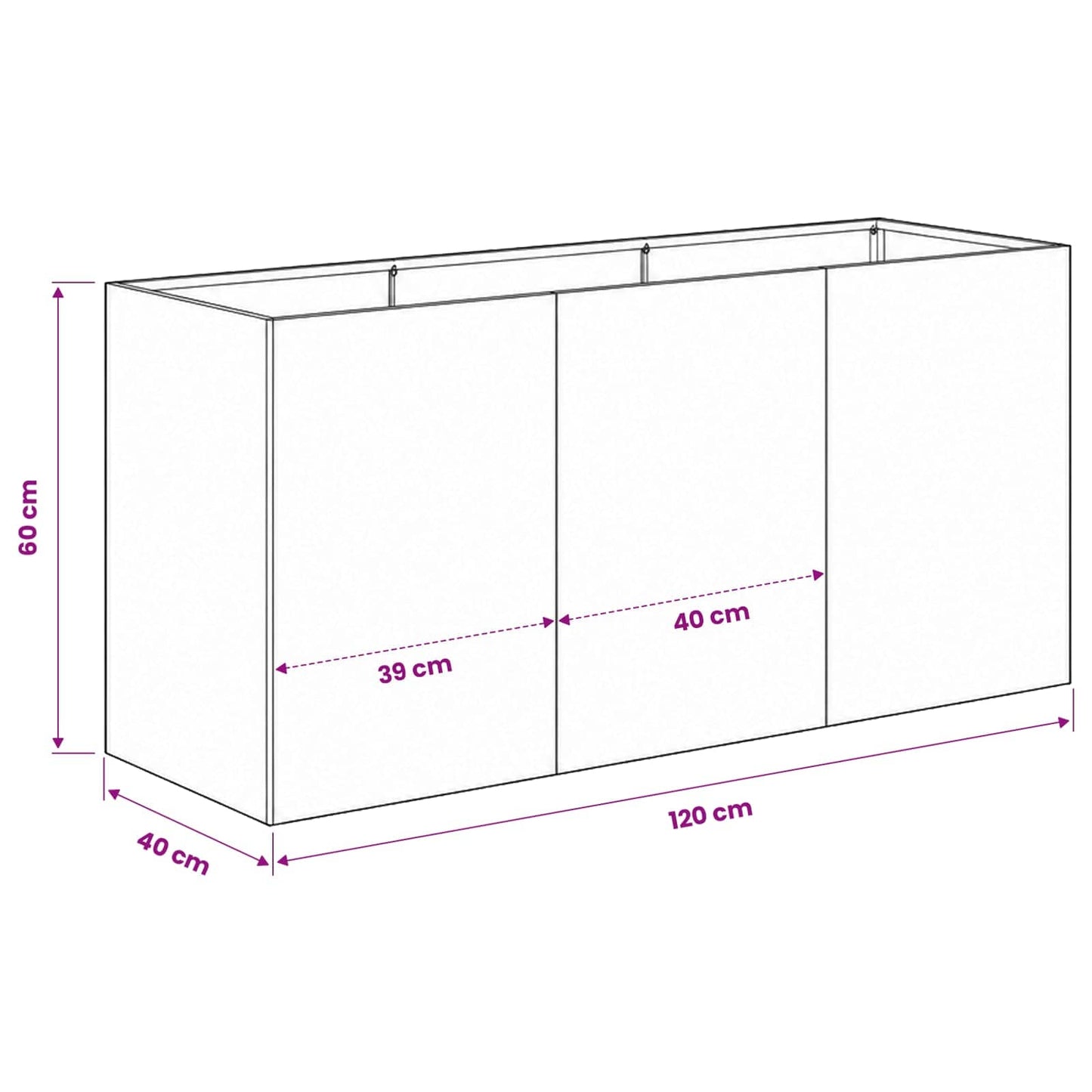 Vaso da giardino Antracite 120 x 40 x 60 cm | homemem39