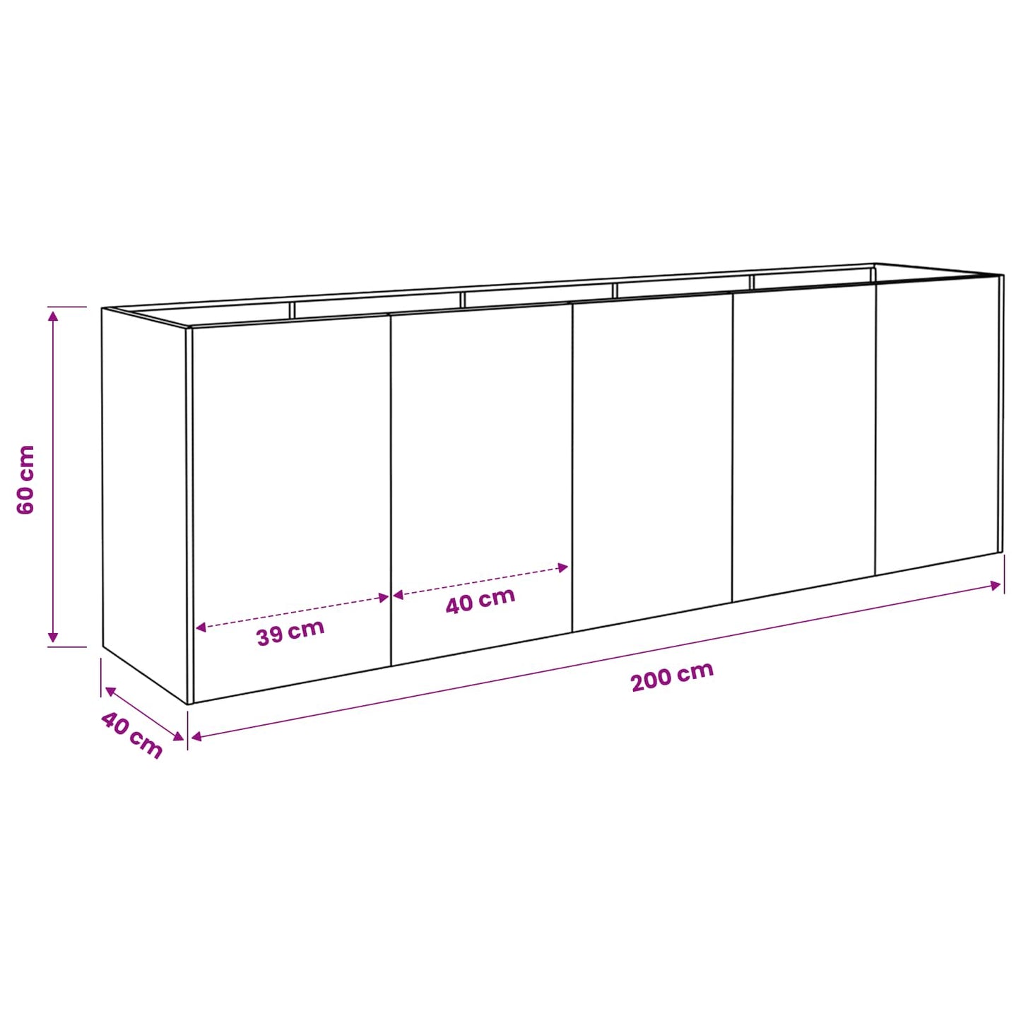 Vaso da giardino Verde Oliva 200 x 40 x 60 cm | homemem39