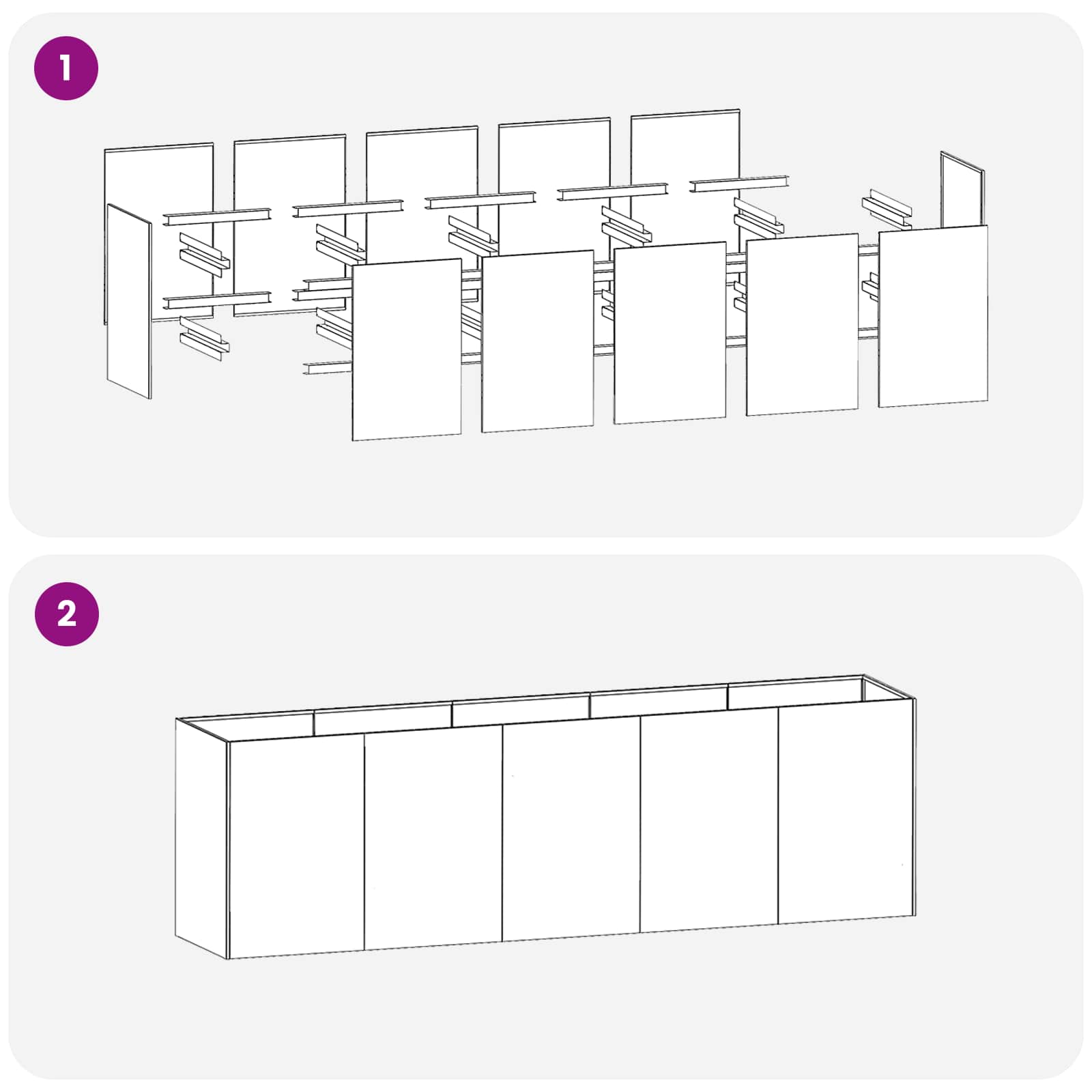 Vaso da giardino Argento 200 x 40 x 60 cm Acciaio Inox | homemem39