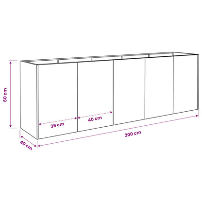 Vaso da giardino Argento 200 x 40 x 60 cm Acciaio Inox | homemem39
