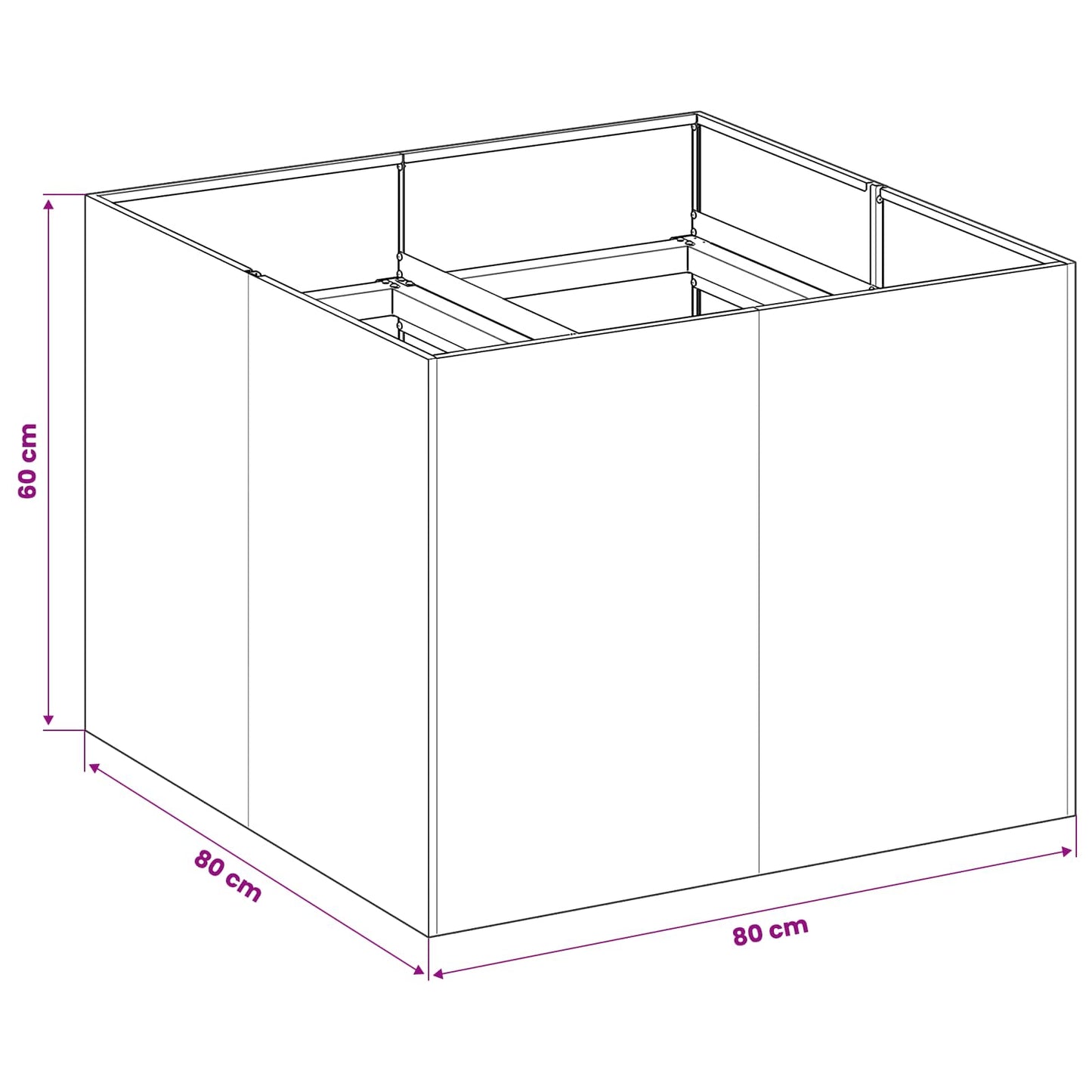 Vaso da giardino Antracite 80 x 80 x 60 cm | homemem39