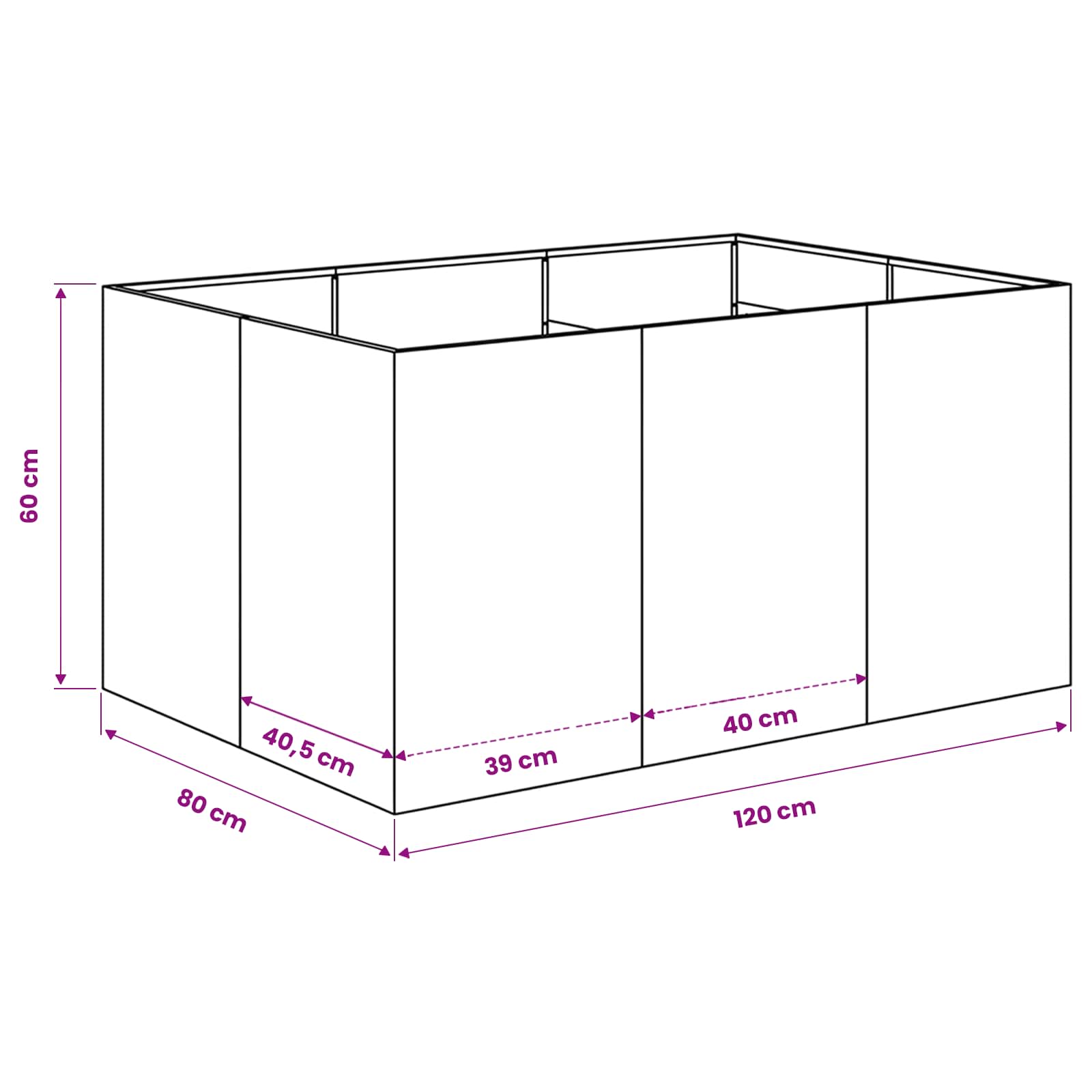 Vaso da giardino Antracite 120 x 80 x 60 cm | homemem39