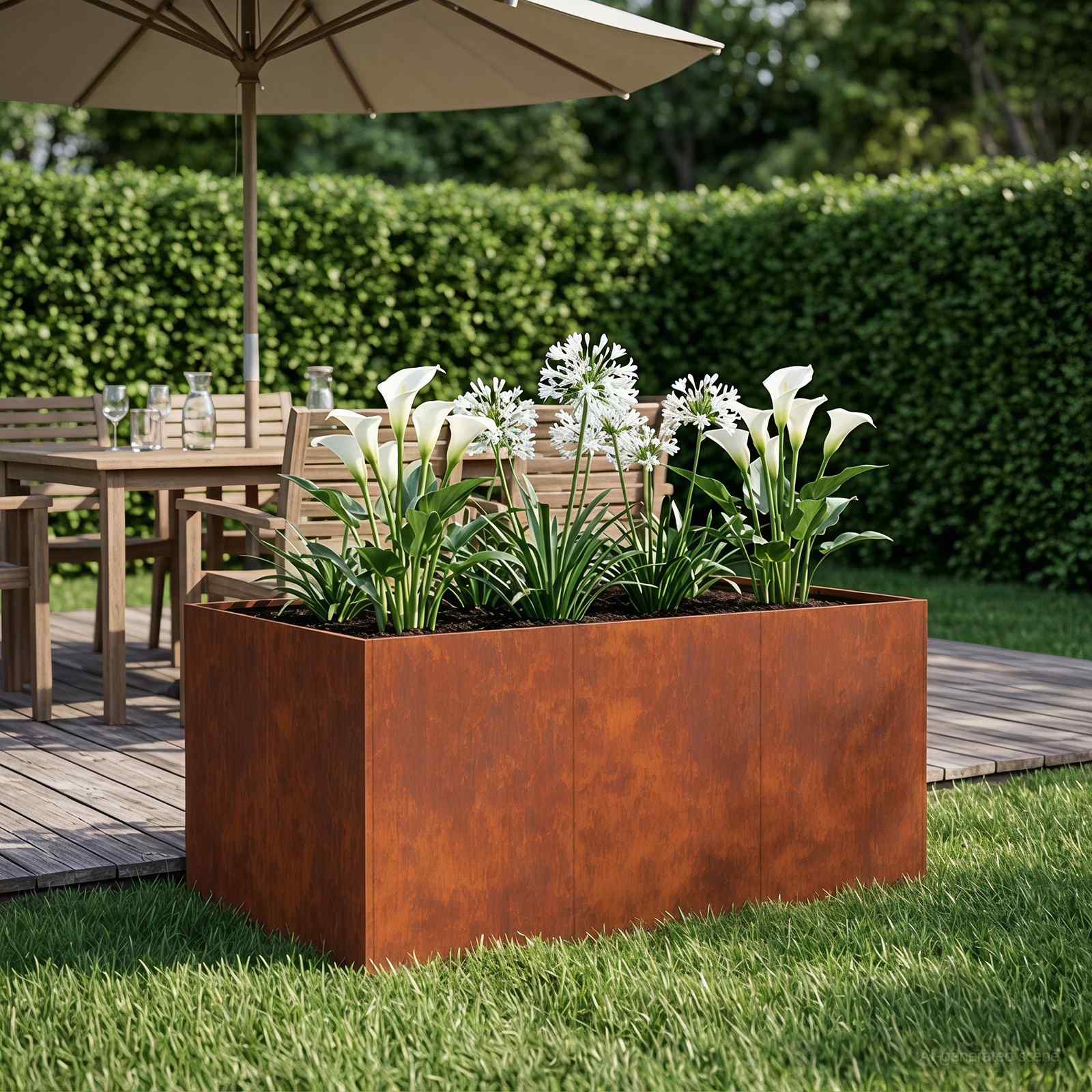 Vaso da giardino Ruggine 120 x 80 x 60 cm Acciaio Corten | homemem39