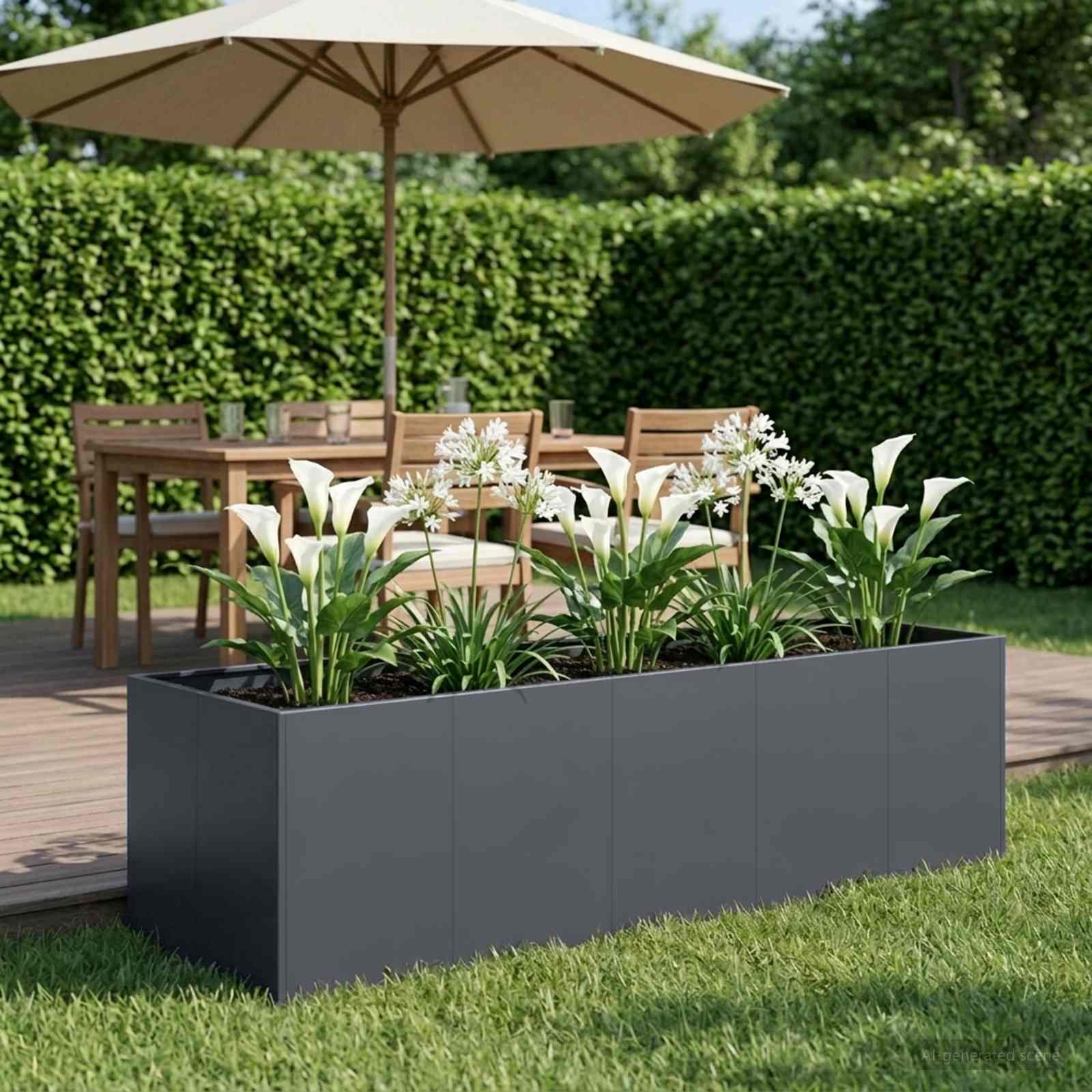 Vaso da giardino Antracite 200 x 80 x 60 cm | homemem39