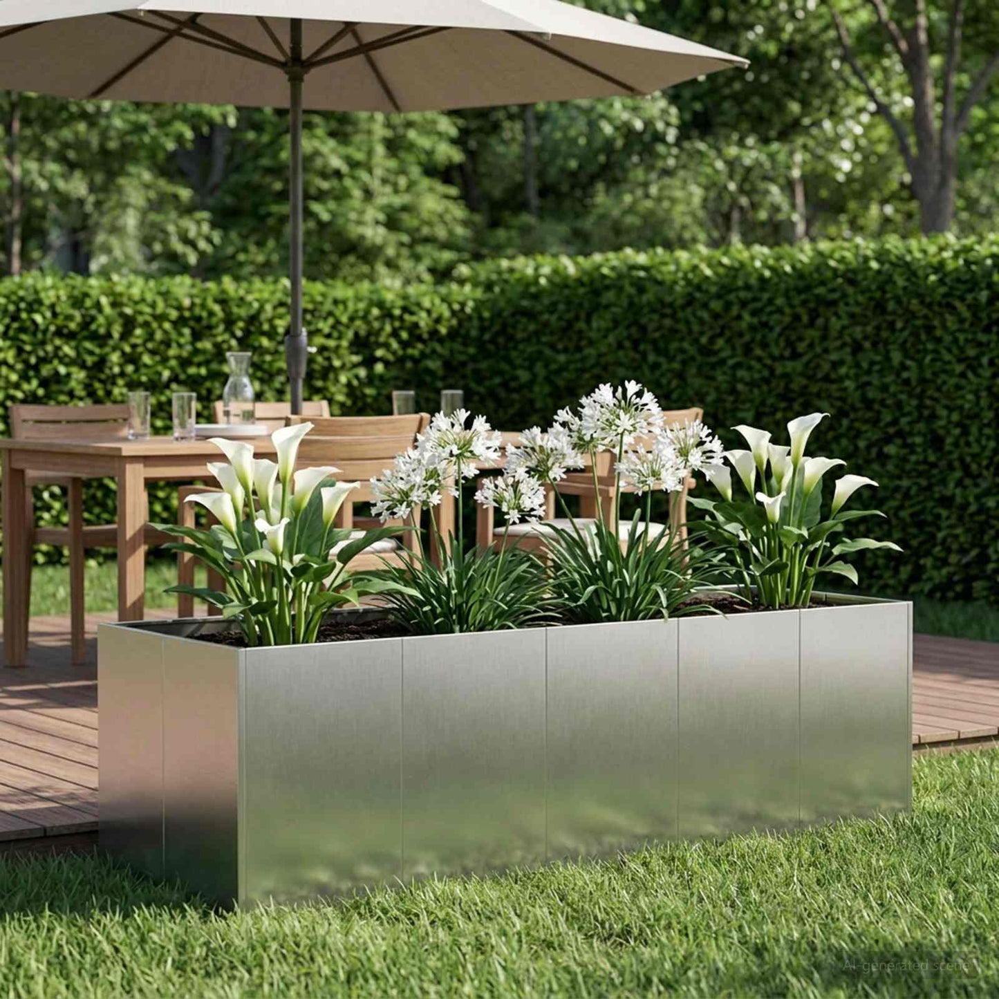 Vaso da giardino Argento 200 x 80 x 60 cm Acciaio Inox | homemem39