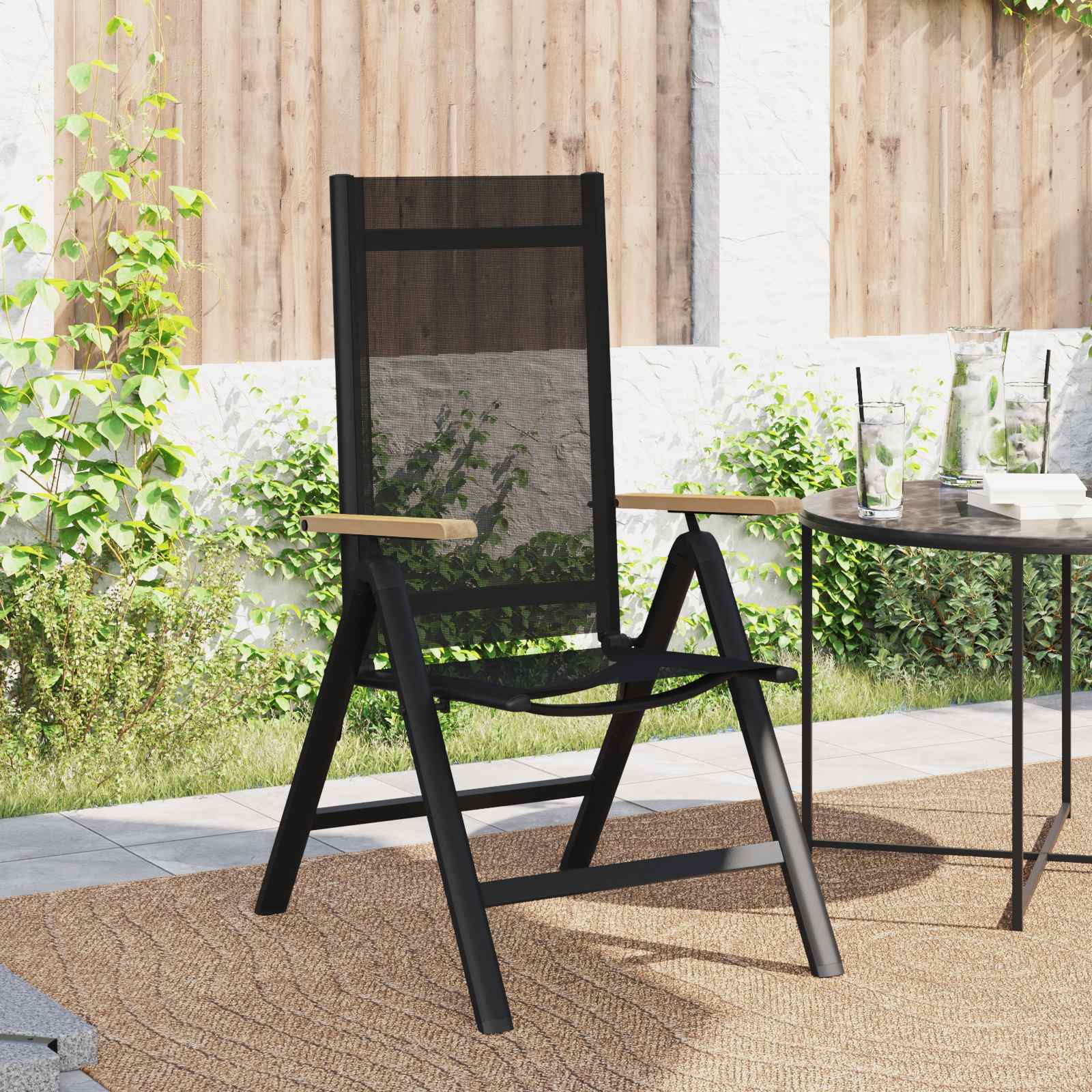 Sedie da giardino reclinabili 2 pcs Nero 58 x 73 x 111,5 cm | homemem39
