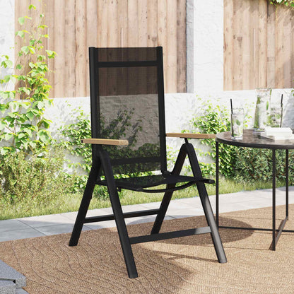 Sedie da giardino reclinabili 2 pcs Nero 58 x 73 x 111,5 cm | homemem39