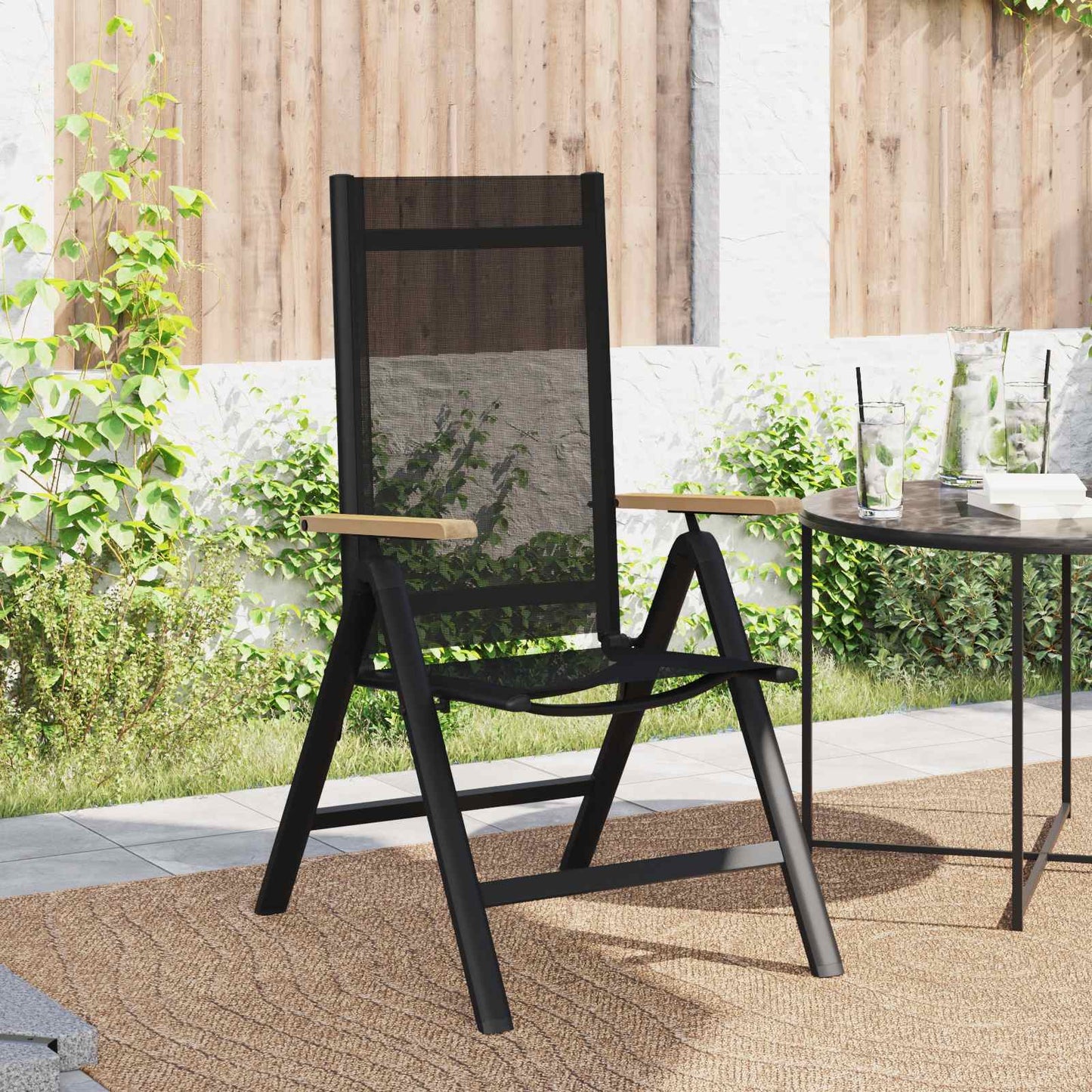 Sedie da giardino reclinabili 2 pcs Nero 58 x 73 x 111,5 cm
