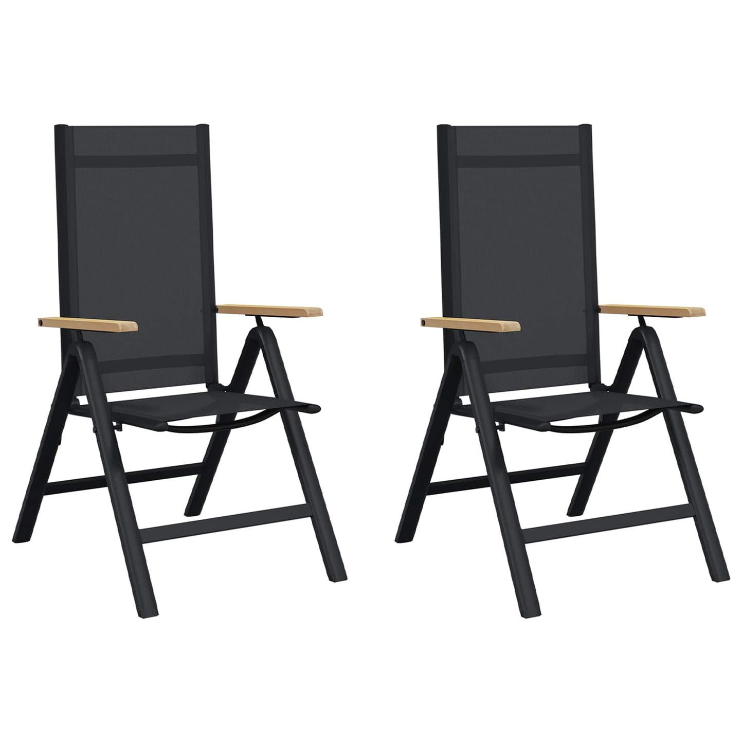 Sedie da giardino reclinabili 2 pcs Nero 58 x 73 x 111,5 cm | homemem39