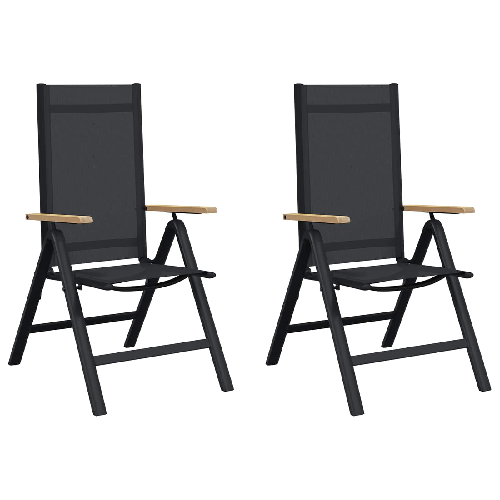Sedie da giardino reclinabili 2 pcs Nero 58 x 73 x 111,5 cm | homemem39