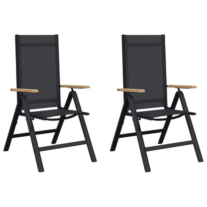 Sedie da giardino reclinabili 2 pcs Nero 58 x 73 x 111,5 cm | homemem39