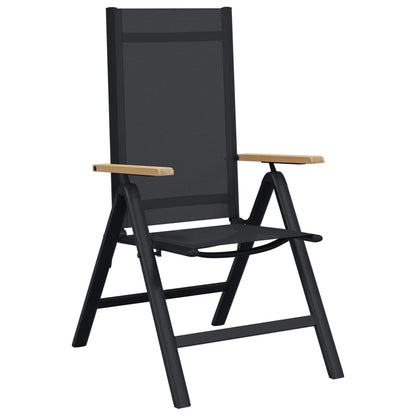 Sedie da giardino reclinabili 2 pcs Nero 58 x 73 x 111,5 cm | homemem39