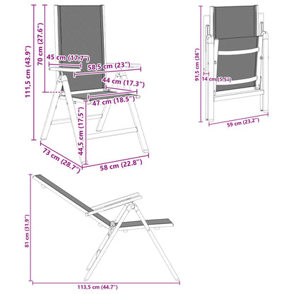 Sedie da giardino reclinabili 2 pcs Nero 58 x 73 x 111,5 cm