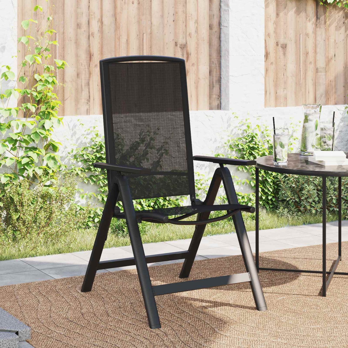 Sedie da giardino reclinabili 2 pcs Nero 58 x 71 x 112 cm | homemem39