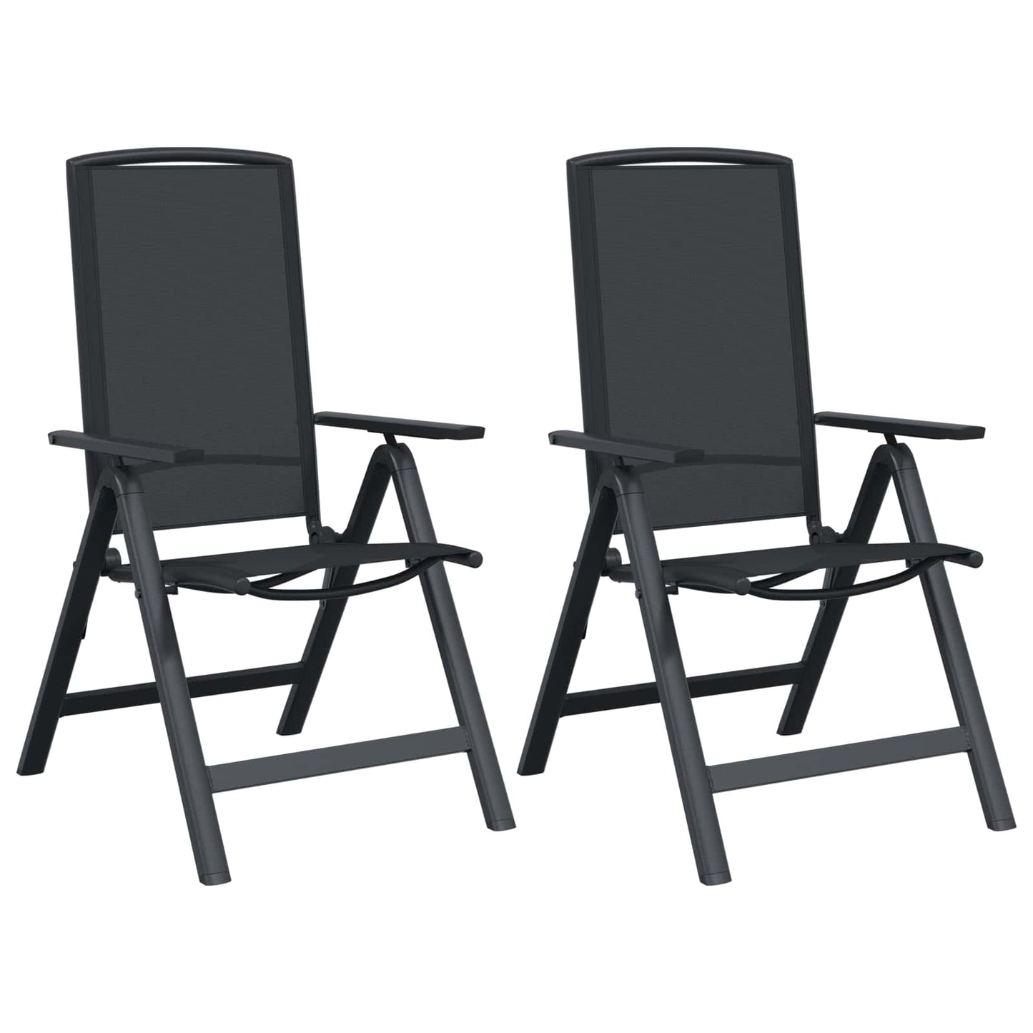 Sedie da giardino reclinabili 2 pcs Nero 58 x 71 x 112 cm | homemem39